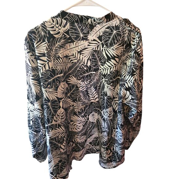 Calvin Klein Button Front Long Sleeve 1x Womens Plus Size Linen Blend Coastal - Picture 5 of 5